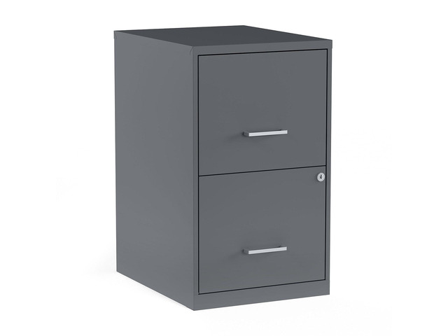 Vertical File Cabinet, Letter/Legal, 2-Drawer, Locking, Graphite Compatible storage for letter and legal documents in offices