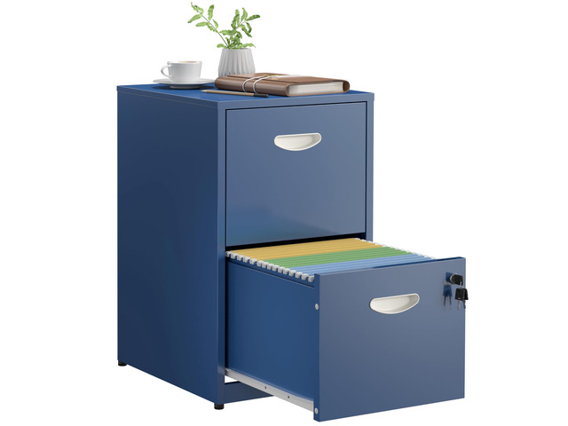 2 Drawer File Cabinet,Metal Office File Cabinet with Lock,Blue Filing Cabinets for Home Office,Vertical Modern File Cabinet Office Two Drawers...