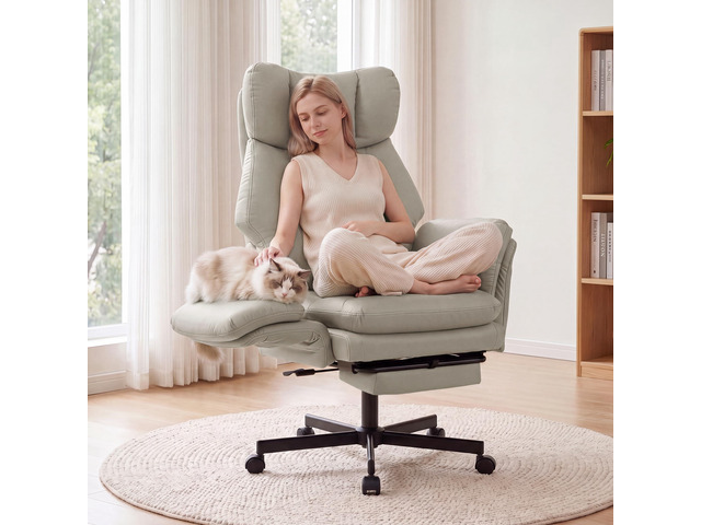 Criss Cross Chair with Footrest, Big and Tall Office Chair with Flip Arms Reclining Computer Gaming Chair with Lumbar Pillow & Pocket Spring...