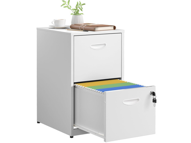 2 Drawer File Cabinets,Metal Office File Cabinet with Lock,White Filing Cabinets for Home Office,Vertical Modern File Cabinet Office Two Drawers...