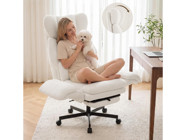 Criss Cross Chair with Footrest, Big and Tall Office Chair with Flip Arms Reclining Computer Game Chair with Adjustable Headrest, Lumbar Pillow &...