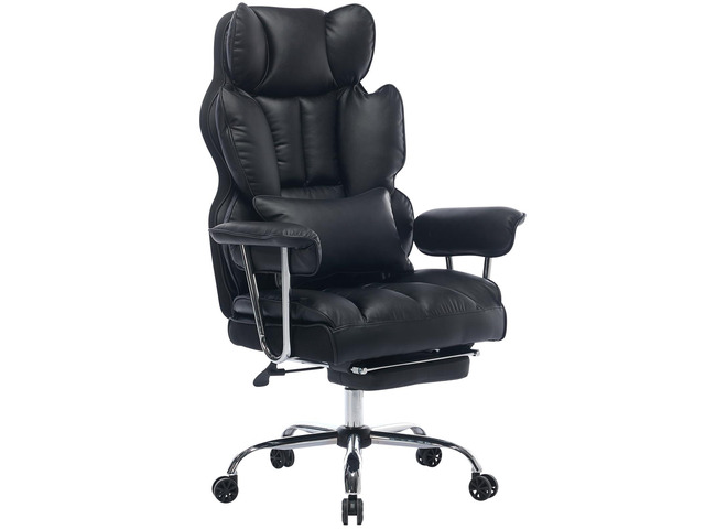 Big and Tall Office Chair 400lbs - Heavy Duty Executive Desk Chair with Footrest, High Back PU Leather Ergonomic Computer Chair with Extra Wide...