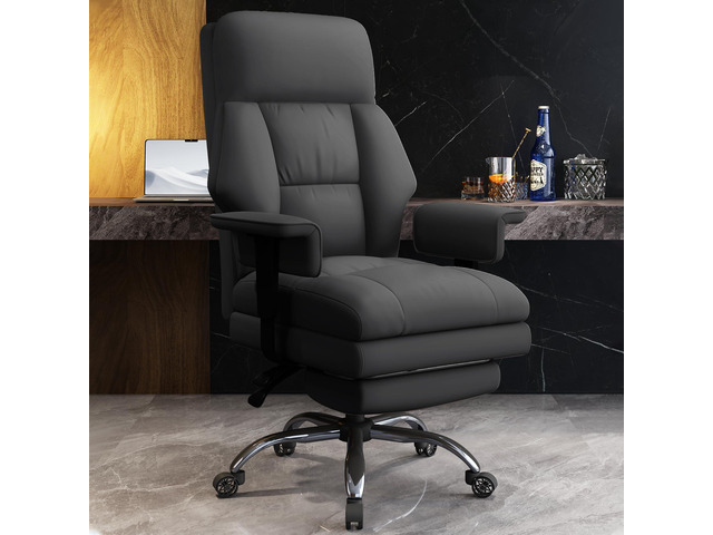 Office Chair with Leg Rest, Leather High Back Executive Office Chair with Wheels, Ergonomic Desk Chairs with Lumbar Support for Home Office