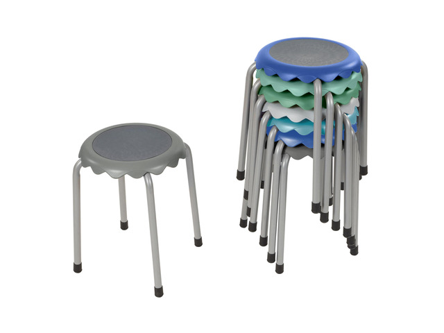Stackable Stool Set, 17in Height, 8-Piece, Contemporary Durable plastic & steel, GREENGUARD Gold Certified, 13 years +, 275 lb capacity, fully...