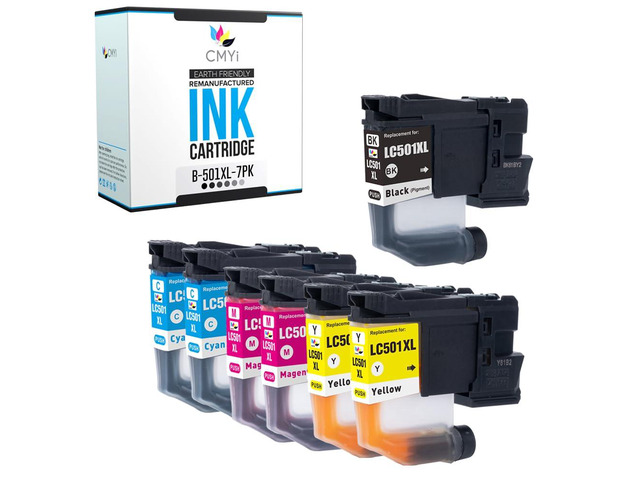 LC501XL Combo Pack Replacement Ink Cartridge for Brother MFC-J1260DW J1360DW J1410DW Printer (1 Black, 2 Cyan, 2 Magenta, 2 Yellow)