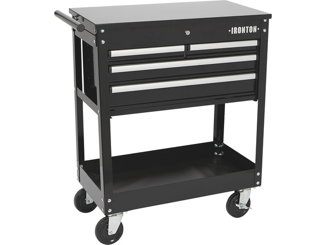 Slide-Top Mobile Tool Chest, 4 Locking Drawers, Powder-Coat Rust-resistant finish, Fully opening slide top, Rolling mobility, Secure garage/shop...