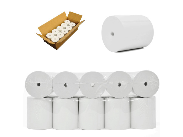 (55GSM - 10 Rolls Coreless) Thermal paper rolls 3 1/8 x230 (80mm x 70m) premium tape for cash register, POS system, receipt and credit card...