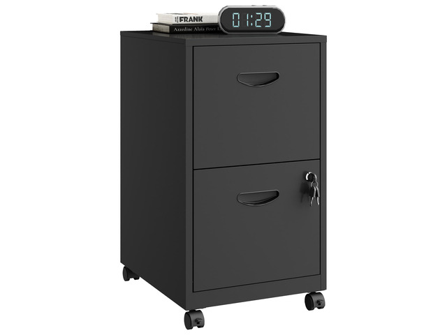 2 Drawer Rolling File Cabinet with Lock for Home Office Metal Mobile Filing Cabinet on Wheels, Small Under Desk Storage, Fits Hanging Letter Size,...