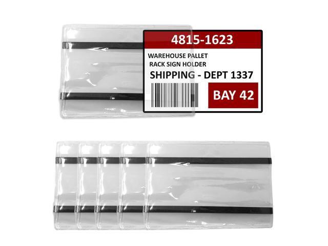 Pallet Rack Sign Holder Kit Clear Vinyl Pouch with Magnet for 4' H x 6' L Cards - 50 Pack