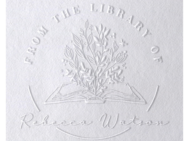 Book Embosser Personalized from The Library of Ex Libris Floral Stamper Custom Library Stamps Monogram Self-Inking Wood Handle (Floral 3)