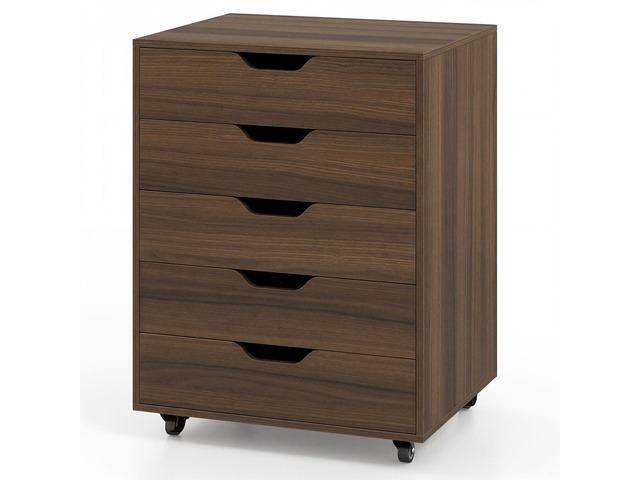 5-Drawer Vertical File Cabinet, Mobile Office Storage Cabinet with Drawers, Large Capacity, 2 Lockable Casters and Universal Wheels, Under Desk...