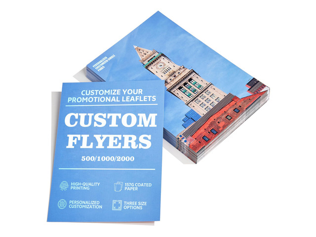Custom Flyers, 500/1000/2000 Bulk Printed Promotional Business Flyers with Your Photo Logo Text, Full Color Marketing Handouts for Business,...