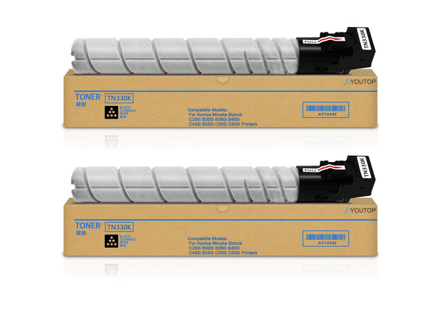 2PK TN-330 TN330 Black Toner Cartridge (AC7A030) TN330K Replacement for Konica Minolta Bizhub C250i B300i B360i B450i C450i B550i C550i C650i...
