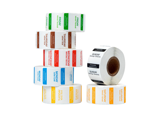 RW Smart 1 Inch x 1 Inch Food Rotation Labels 3500 Dissolvable Food Safety Labels - Premium Trilingual Paper Day Of The Week Labels For Food...