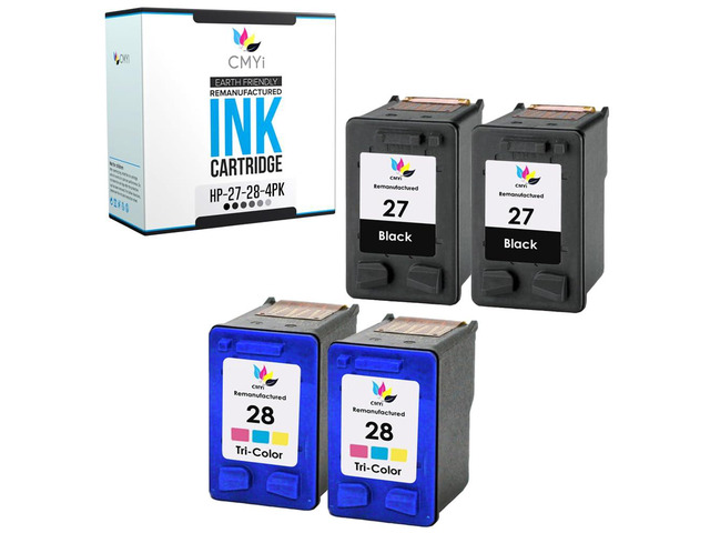 27 28 Combo Pack of 4 Replacement Ink Cartridge for HP DeskJet 3320, 3322, 3325, 3420, 3425, 3450, 3520, 3520v, 3535, 3550, 3620 Printer (2 Black,...