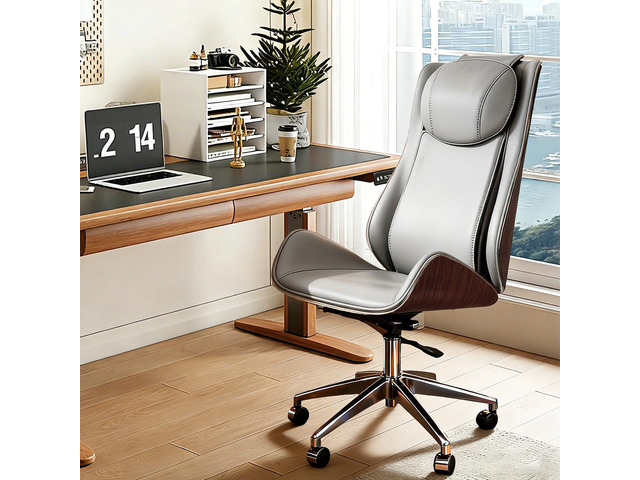 Executive Office Chair with 6-Point Massage, Ergonomic High Back Leather Desk Chair for Big & Tall (300lbs), 135Â° Reclining & Lumbar Support for...
