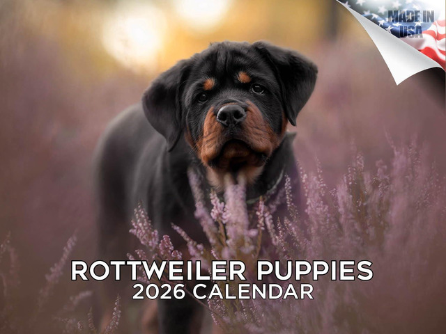 Rottweiler Puppy Calendar 2026 2027 14 Month Wall Calendar Dog Lover Gift, Thick 100# No-Bleed Paper, Large Writing Blocks, Made in USA, Puppy...