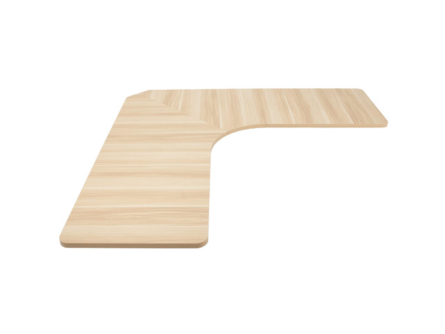 Universal 71 x 71 inch Curved Corner Table Top for L-Shape Sit to Stand Height Adjustable Home and Office 3-Leg Desk Frames, Light Wood Desktop,...