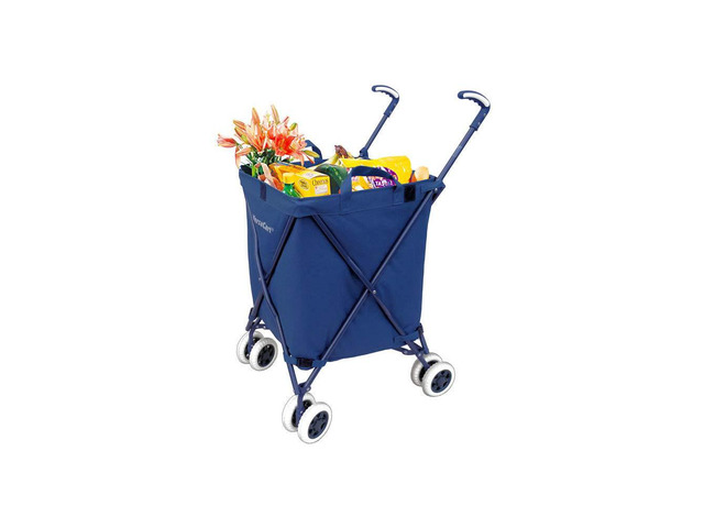 Transit -The Original Patented Folding Shopping and Utility Cart, Water-Resistant Heavy-Duty Canvas with Cover, Double Front Swivel Wheels, Compact...