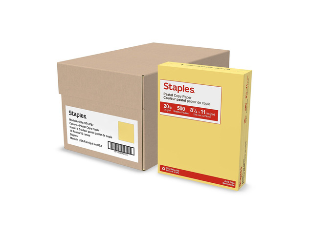 Pastel 30% Recycled 8.5' x 11' Color Copy Paper, 20 Lbs., Canary, 5000 Sheets/Carton