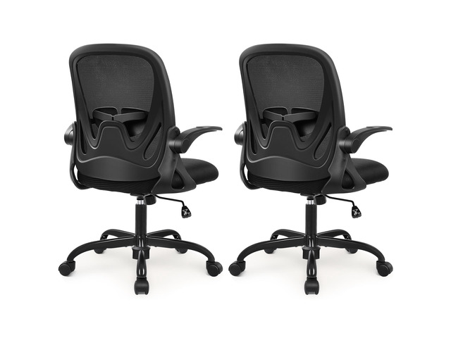 2-Pack Office Chair Ergonomic Desk Chair with Flip up Armrests Swivel Breathable Desk Mesh Computer Chair with Adjustable Lumbar Support and Height...