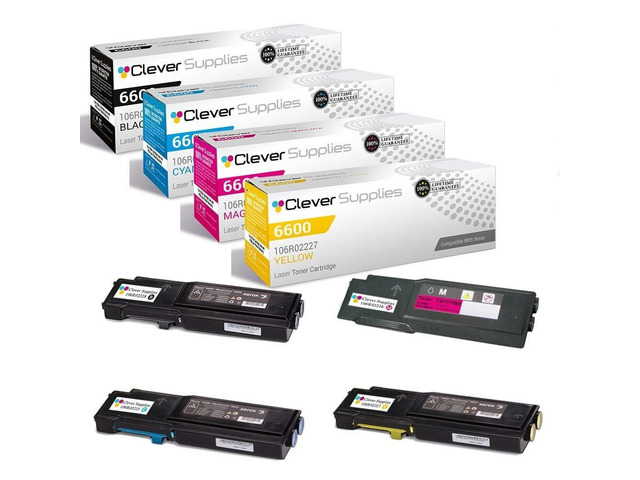 CS Replacement Toner Cartridge Compatible with Xerox 6600 106R02228 Black 106R02225 Cyan 106R02226 Magenta 106R02227 Yellow for Phaser 6600N 6605...