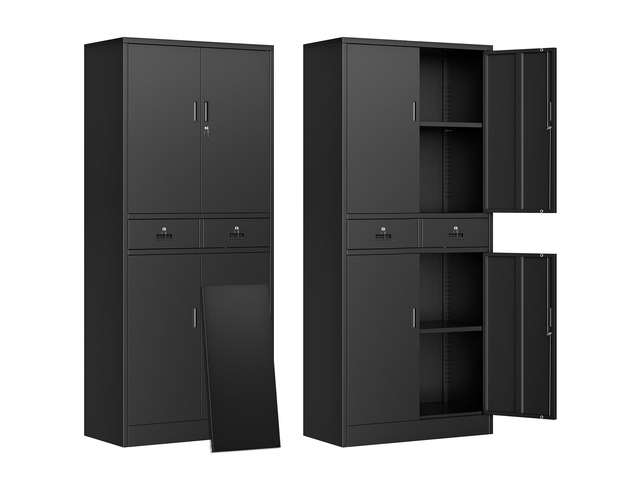 Metal Storage Cabinet, 71' H Metal Cabinets with Adjustable Shelves and Drawers, Locking Storage Cabinet for Pantry, Office, Garage, Home, School,...