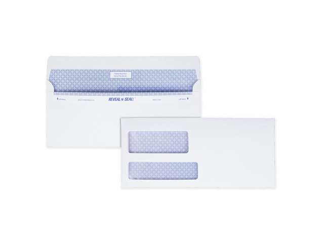 #9 Security Envelopes, Double Window, Tamper Evident, Self Seal, Invoices/QuickBooks Statements, 3-7/8' x 8-7/8', 24 lb White, 500/Box (QUA67529)