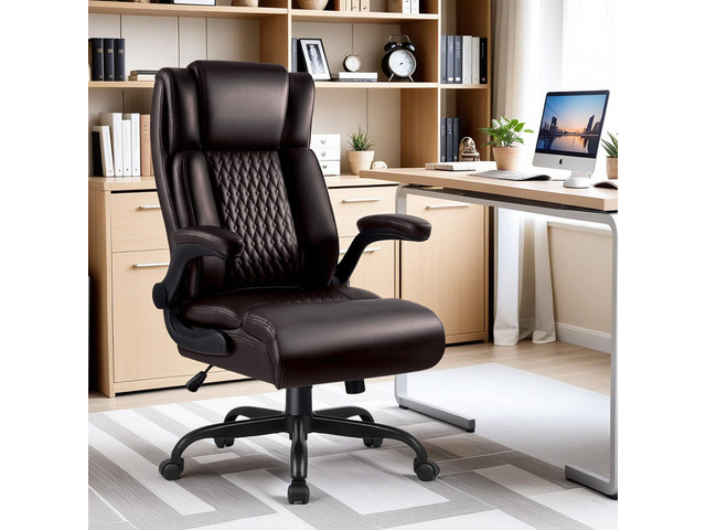 Office Chair, Big and Tall 400LBS Heavy Duty Executive Office Desk Chair with Flip-up Armrest, Ergonomic Swivel High Back Office Chairs with Lumbar...