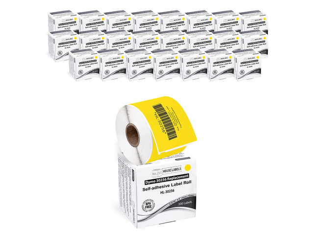 Compatible with Dymo 30256 Labels, Yellow, 2-5/16' x 4' Shipping Labels; Compatible With Dymo LW 450, 4XL (Not 5**, 5XL), Rollo & Zebra; 24 Rolls...