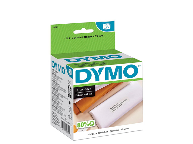 LW Mailing Address Labels for LabelWriter Label Printers, White, 1-1/8'' x 3-1/2'', 2 Rolls of 260