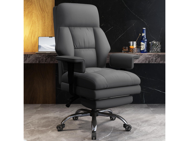 Office Chair with Leg Rest, Leather High Back Executive Office Chair with Wheels, Ergonomic Desk Chairs with Lumbar Support for Home Office