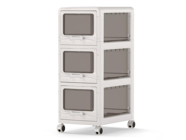 3-Tier Rolling Storage Cart, Utility Cart with 3 Drawers & Lockable Wheels for School Art Craft Supplies, Plastic Organizer and Storage for Kitchen...