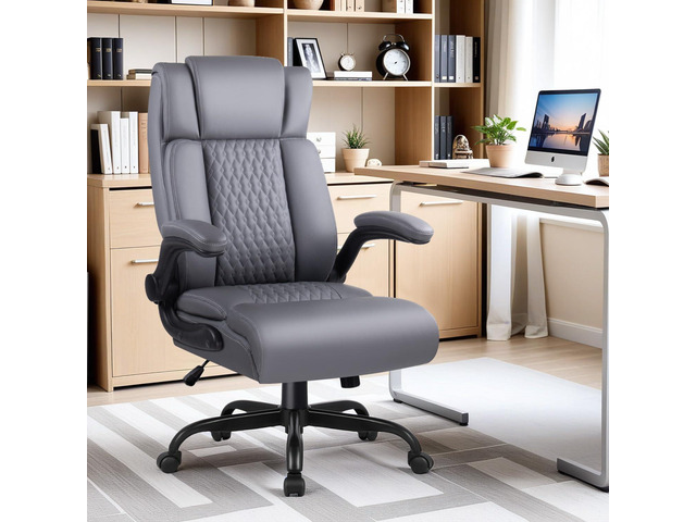 Office Chair, 400LBS Heavy Duty Big and Tall Executive Office Desk Chair with Flip-up Arms, Ergonomic High Back Office Chairs with Lumbar Support,...