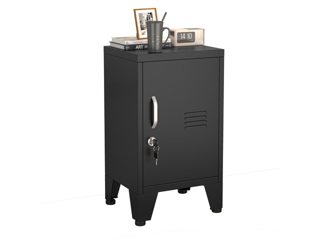24.5' Black Lockable Steel Small Employee Storage Locker Single Door, Adjustable Shelf & Leveling Feet, Metal Office Cabinet for Home, School,...