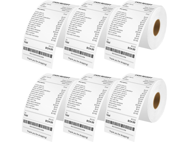 6 Roll Continuous Receipt Roll Paper Compatible for Dymo 30270 A30270 2-1/4' x 249ft (57mm x 76m) Non-Adhesive White Thermal for Label Writer 300...