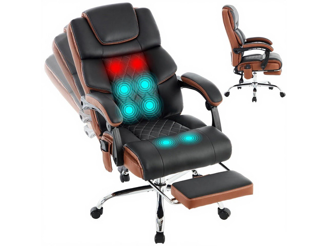 Massage Office Chair 6 Points 500lbs with Footrest,Reclining Desk Chair with Vibration Heat,Executive Big and Tall Chairs for Heavy...