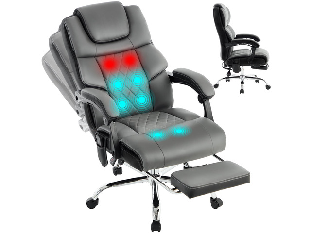 Massage Office Chair with Heat & Footrest,Heated Comfy Reclining Desk Chair with Vibration,Executive Big and Tall Chairs for Heavy...