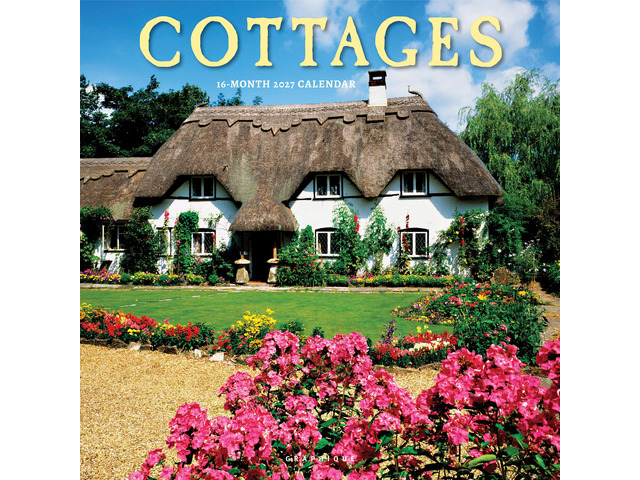 Cottages 2027 Wall Calendar 12 x 12 Thick Paper Home & Office Organizer Large Monthly Grid 3 Languages & Marked Holidays 4 Month...