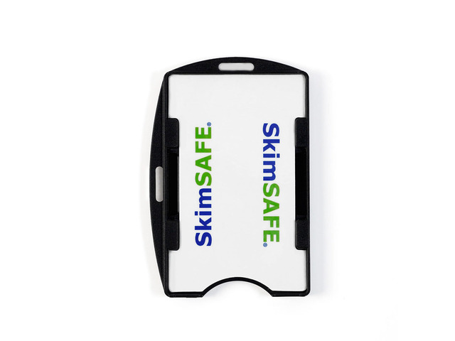 Bulk 50 Pack - RFID Blocking ID Badge Holder (Holds 2 Cards) - SkimSAFE - Dual Sided Shield Blocks 13.56MHz Radio Signal - (Black)