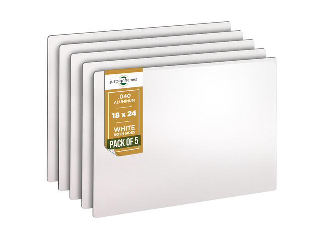 Aluminum Sheet Blanks for Custom Signs, 18 x 24 x.040 in, White, 5 Packs Double-Sided, Weatherproof, Yard & Garage Sale Use, Sublimation Metal...