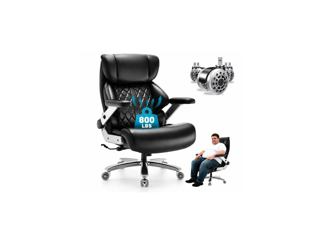 800lbs Big and Tall Office Chairs with 5D Flip Arms Heavy Duty Desk Chair with Adjustable Lumbar Support, Office Chairs with Quiet Rubber Wheel...