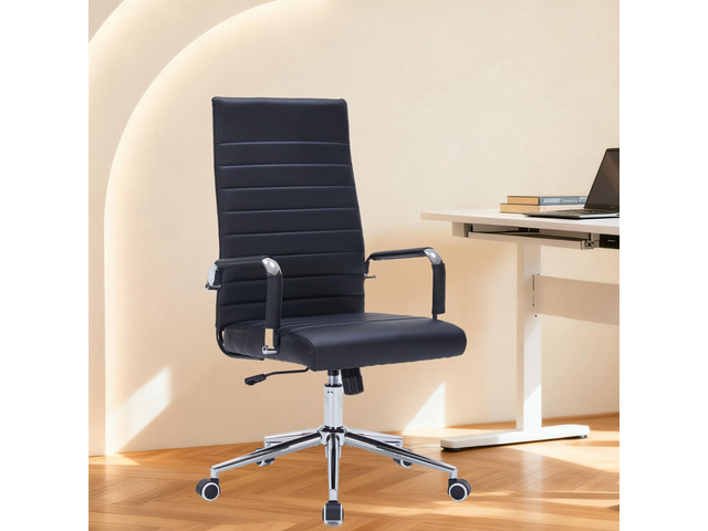 Ergonomic Office Chair, Executive PU Leather Desk Chair with Adjustable Lumbar Support and Smooth-Rolling Wheels for Home Office Conference Room,...