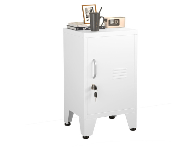 24.5' White Lockable Steel Small Employee Storage Locker Single Door, Adjustable Shelf & Leveling Feet, Metal Office Cabinet for Home, School,...