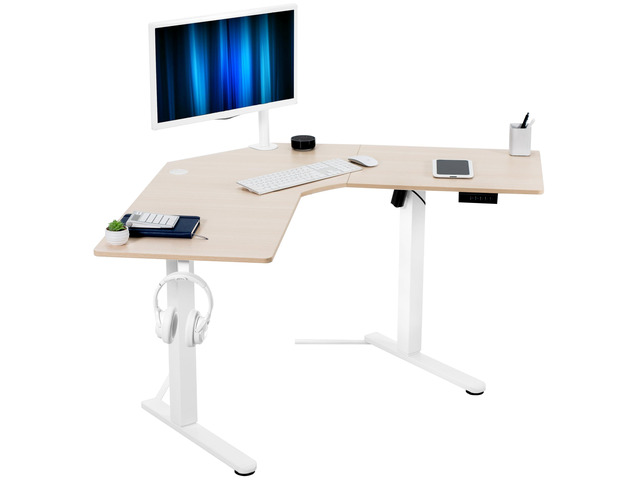Light Wood 47 x 47 in Corner Standing Desk, DESK-E1L94C Electric, Holds 154 lbs, L-Shaped Table, Sit Stand, Height Adjustable, Memory Presets,...