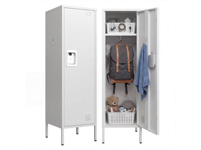 Metal Storage Cabinet, Lockable Storage Locker with Door, Tall Metal Cabinet for Home School Gym Office Employee Kids Use