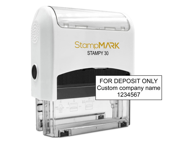 for Deposit Only Customized Office Self Inking Stamp - 3-Lines - Medium - Choose from 15 Ink Colors