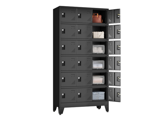 Metal Lockers for Employees, 18 Doors Metal Storage Locker with Card Slot and Ventilation Holes, Steel Employee lockers for Home Office School...