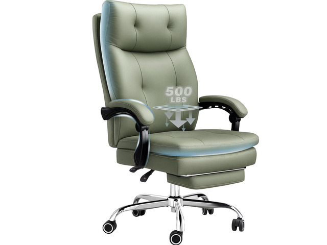 Big and Tall Comfy Office Chair,Ergonomic High Back Executive Desk Chair with Foot Rest,Heavy Duty Reclining Computer Chair with Wide Spring...
