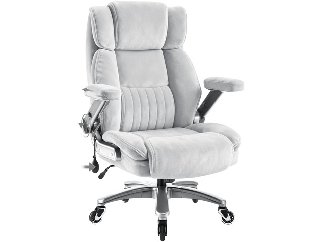 Fabric 600LBS Heavy Duty Office Chair with 5D Flip Arms for Heavy People,Comfy Cloth Big and Tall Desk Chair with Pocket Spring Cushion,High Back...
